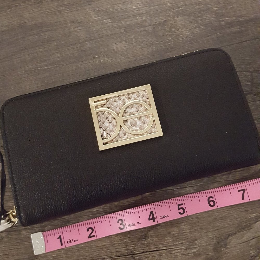 Cloe Black Wallet + Gold & Faux Snakeskin Details